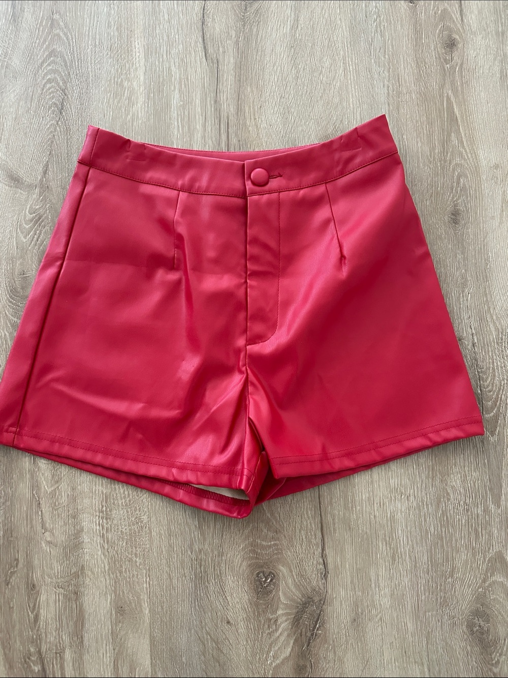 Women's Faux Leather Red Gameday Shorts